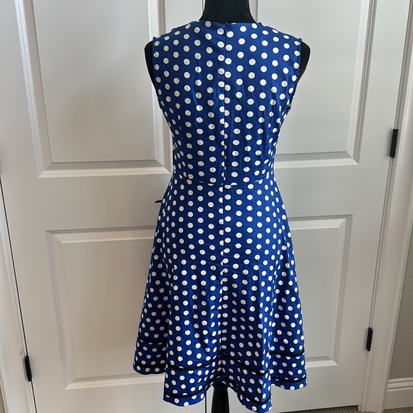 Retro Pinup Rockabilly Blue with White Polka-dot Swing Dress - Picture 5 of 6